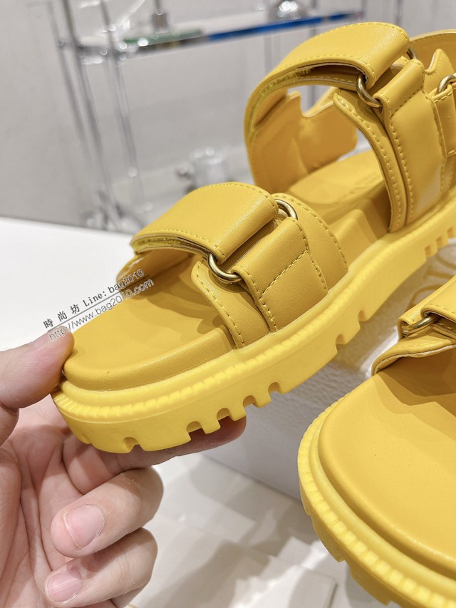 Dior迪奧2022新款新色系魔術貼涼鞋原版複刻專櫃純色系沙灘涼鞋女士涼鞋 dx3082